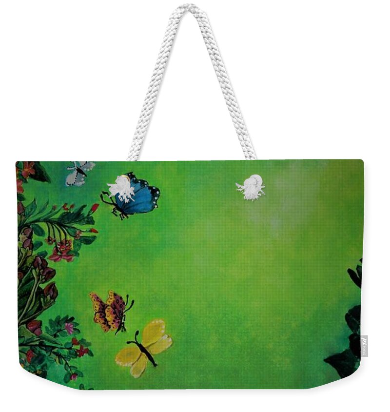 Spring Weekender Tote Bag featuring the painting Vibrant spring by Tara Krishna