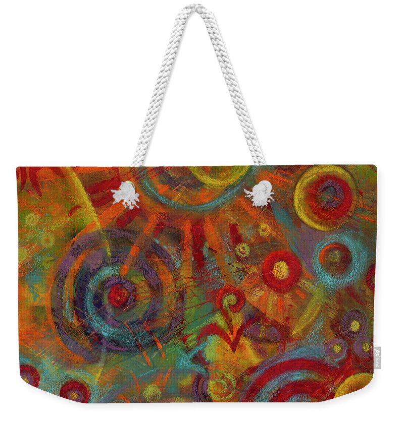 Mixed-media Painting Weekender Tote Bag featuring the mixed media Vibration by Chris Burton