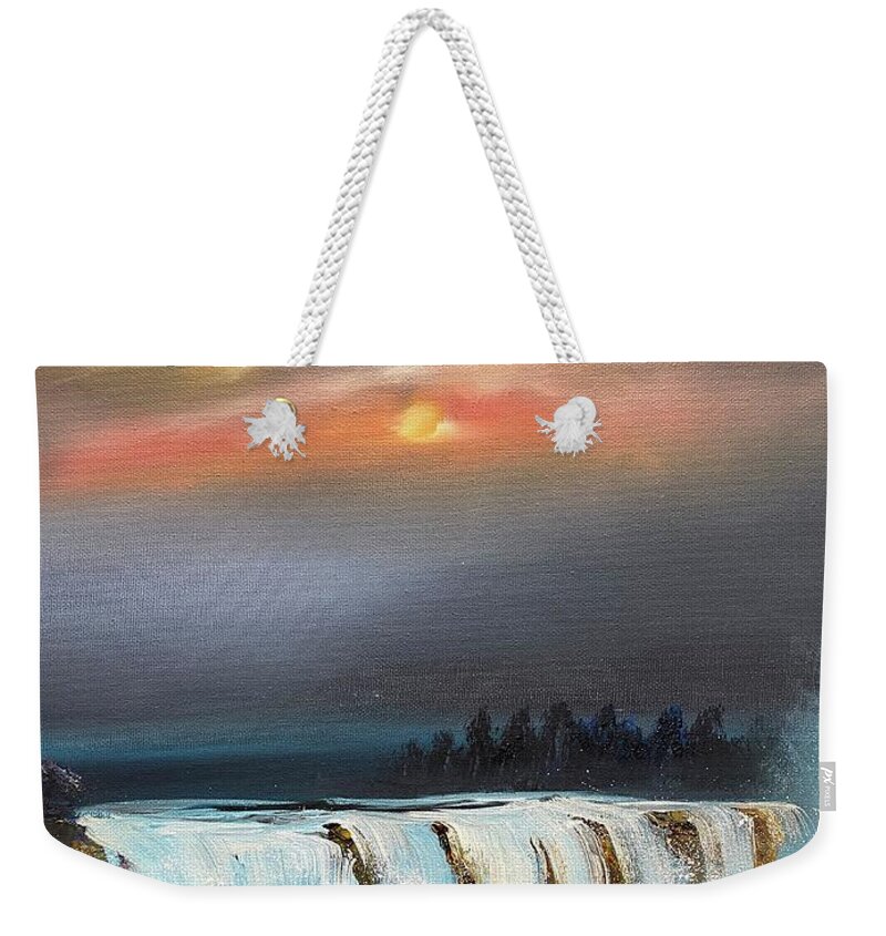 Victoria Falls Weekender Tote Bag featuring the painting Victoria falls at night by Sharron Knight