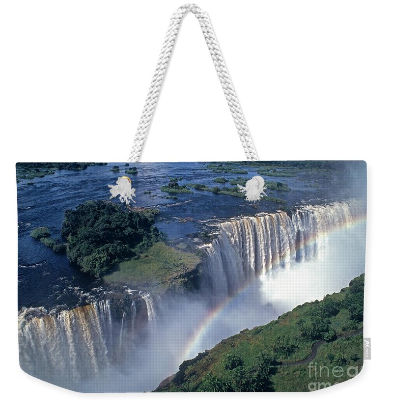 Africa Weekender Tote Bag featuring the photograph Victoria Falls Rainbow by Sandra Bronstein