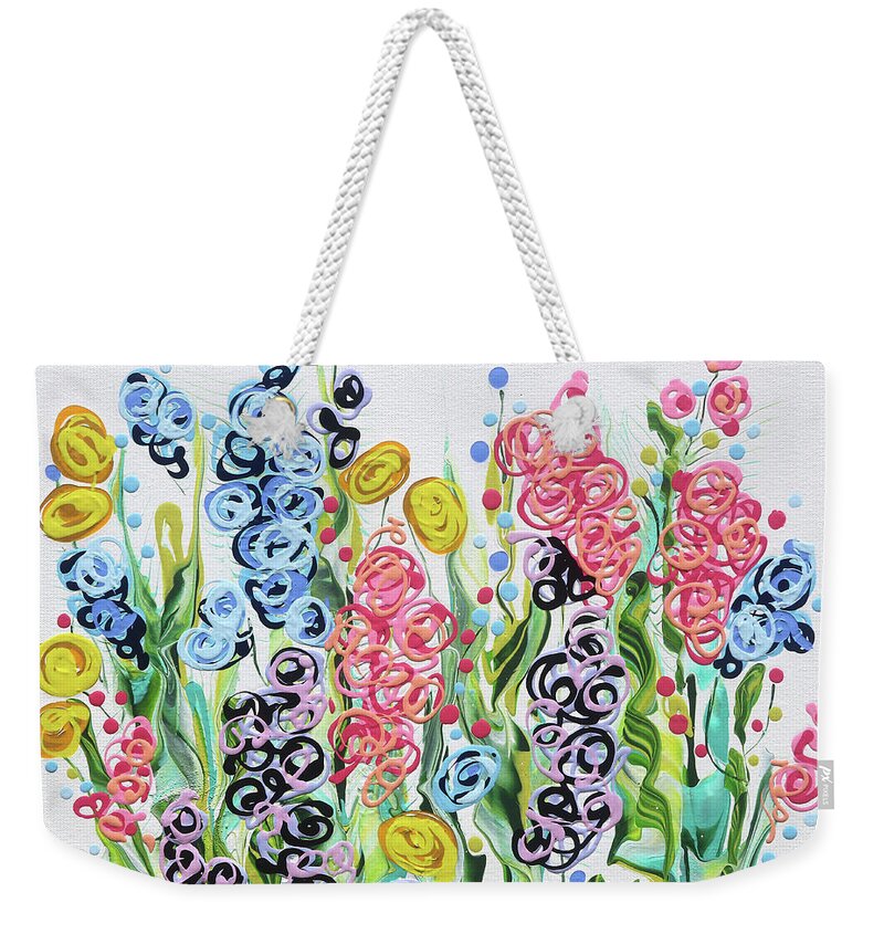 Fluid Acrylic Painting Weekender Tote Bag featuring the painting Victorian Garden by Jane Crabtree