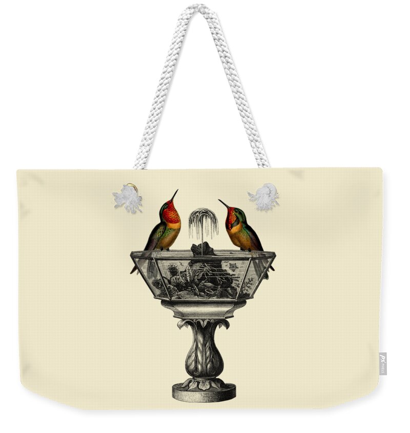 Hummingbird Weekender Tote Bag featuring the digital art Victorian hummingbirds by Madame Memento