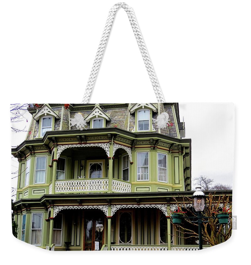 Cape May Weekender Tote Bag featuring the photograph Victorian Painted Lady in Cape May, New Jersey by Linda Stern