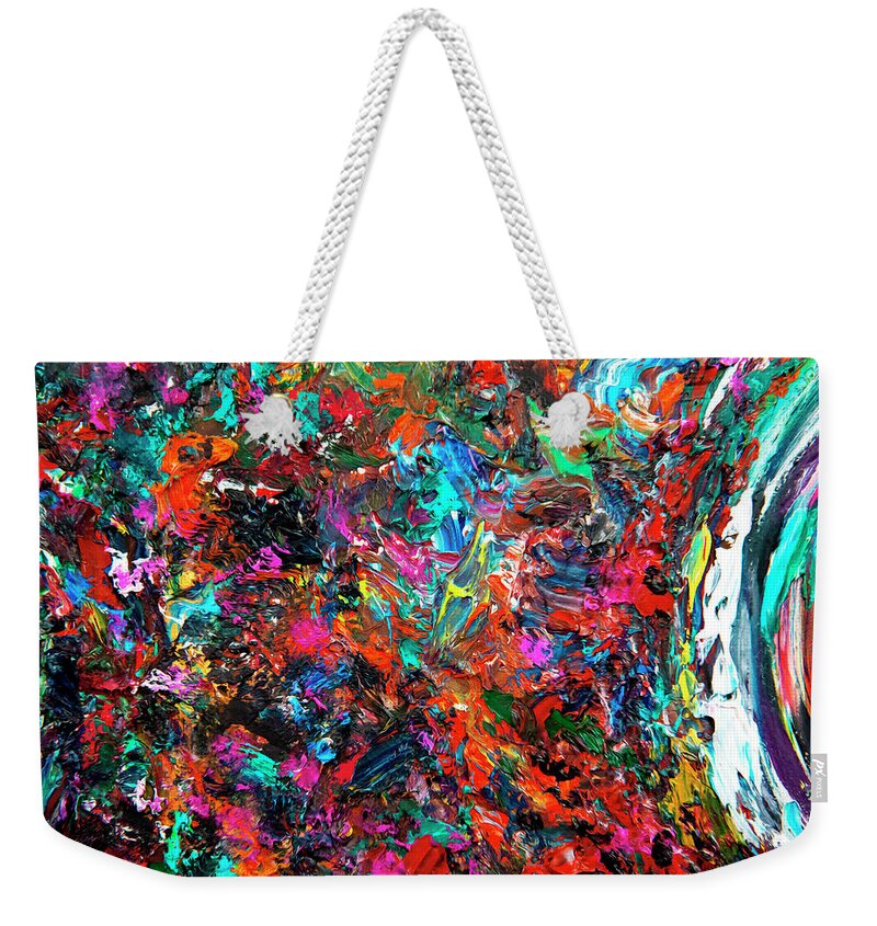 Abstract Weekender Tote Bag featuring the painting Vid-19 Ionosphere by Doug LaRue