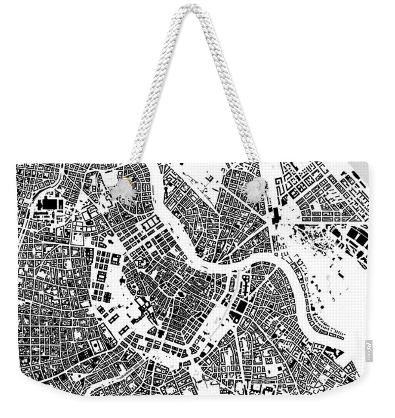 City Weekender Tote Bag featuring the digital art Vienna black and white building city map by Christian Pauschert