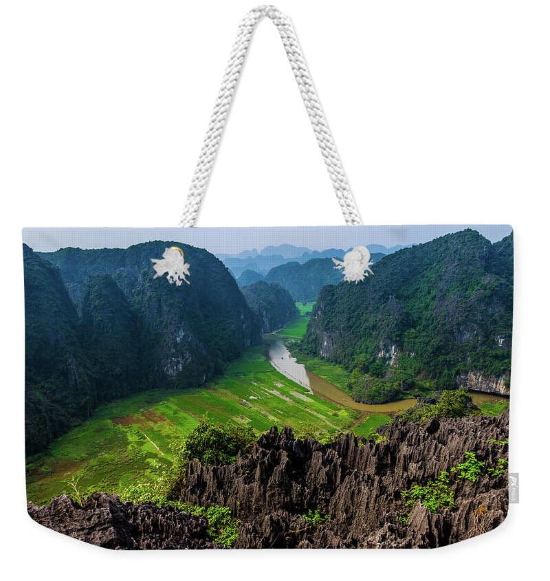 Ba Giot Weekender Tote Bag featuring the photograph View from Hang Mua Peak by Arj Munoz