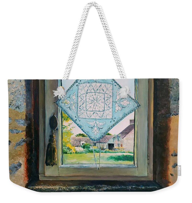 France Weekender Tote Bag featuring the painting View from La Maison de Beaulieu by Merana Cadorette
