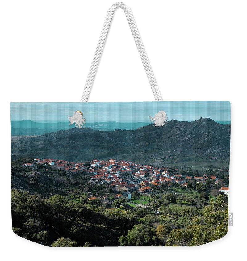 Monsanto Weekender Tote Bag featuring the photograph View from the castle of Monsanto by Angelo DeVal