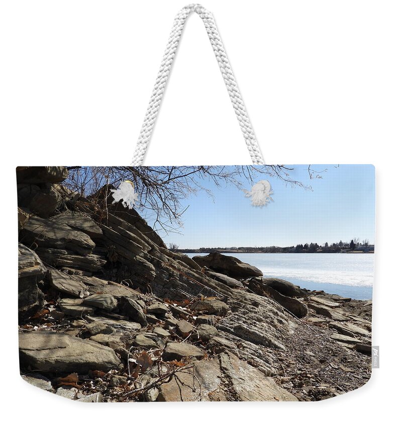 Tree Weekender Tote Bag featuring the photograph View From The Shore by Amanda R Wright