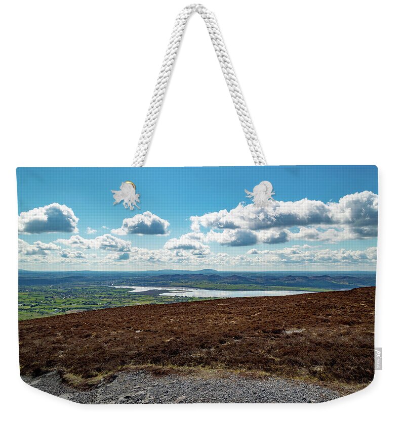 Knocknarea Weekender Tote Bag featuring the photograph View of Lough Gill from Knocknarea Ireland by Lisa Blake