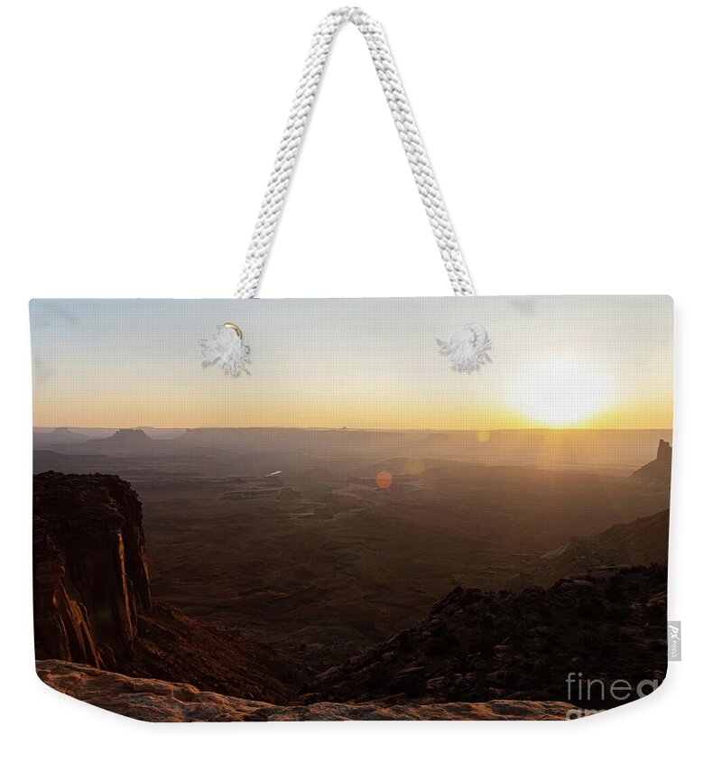 Wayne Moran Photograpy Weekender Tote Bag featuring the photograph Views from Candlestick Tower Overlook Canyonlands National Park by Wayne Moran