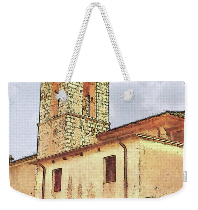 Italy Weekender Tote Bag featuring the digital art Villa Church by John Vincent Palozzi