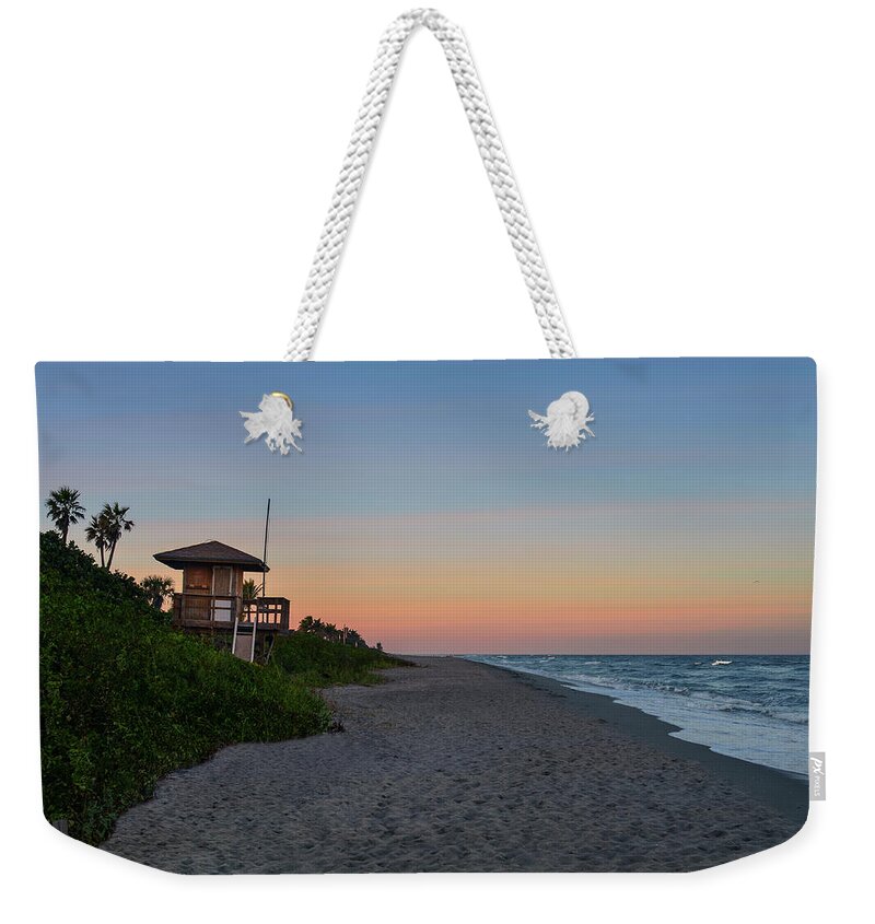Lifeguard Tower Weekender Tote Bag featuring the photograph Vintage Beach Hut by Laura Fasulo