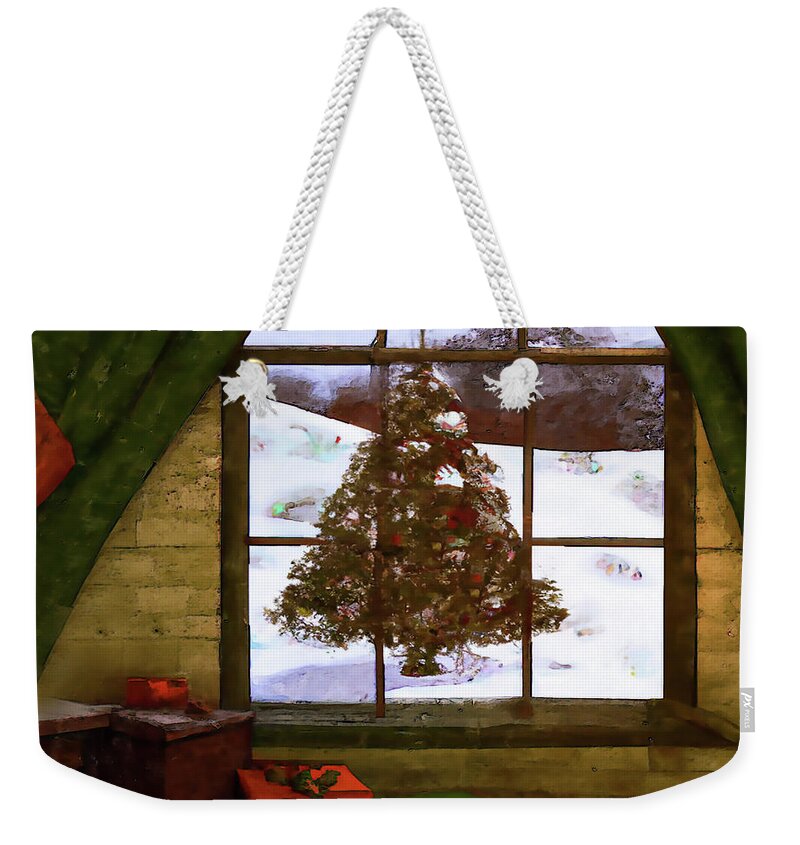 Christmas Weekender Tote Bag featuring the digital art Vintage Christmas by Alison Frank