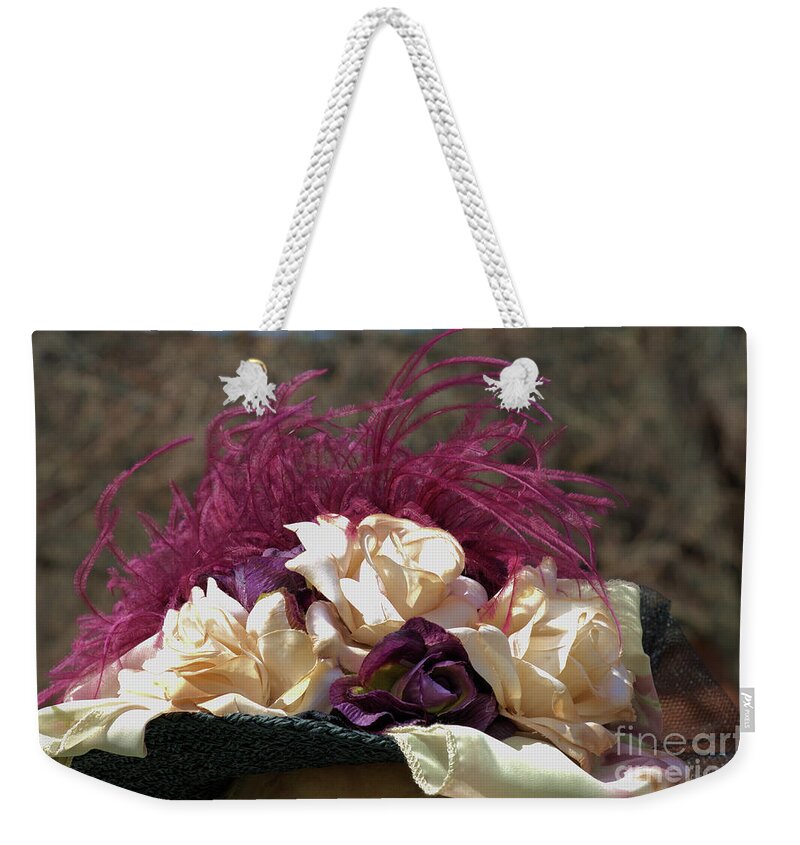 Hat Weekender Tote Bag featuring the photograph Vintage Hat With Fabric Roses by Kae Cheatham