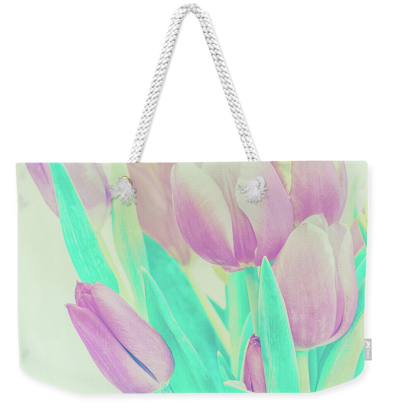 Purple Weekender Tote Bag featuring the photograph Vintage Purple Tulip Bouquet by Marianne Campolongo