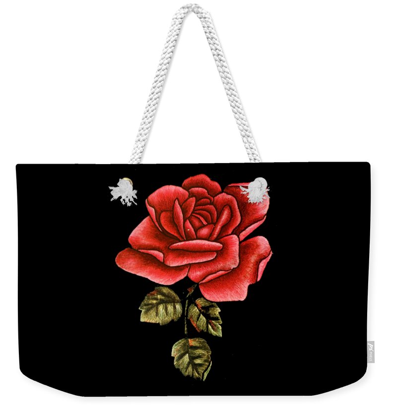 Cool Weekender Tote Bag featuring the digital art Vintage Rose by Flippin Sweet Gear