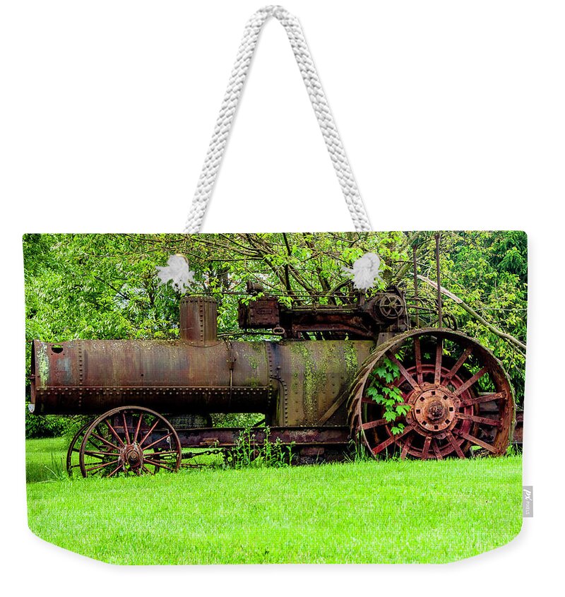 Tractor Weekender Tote Bag featuring the photograph Vintage Steam Tractor by Cathy Kovarik