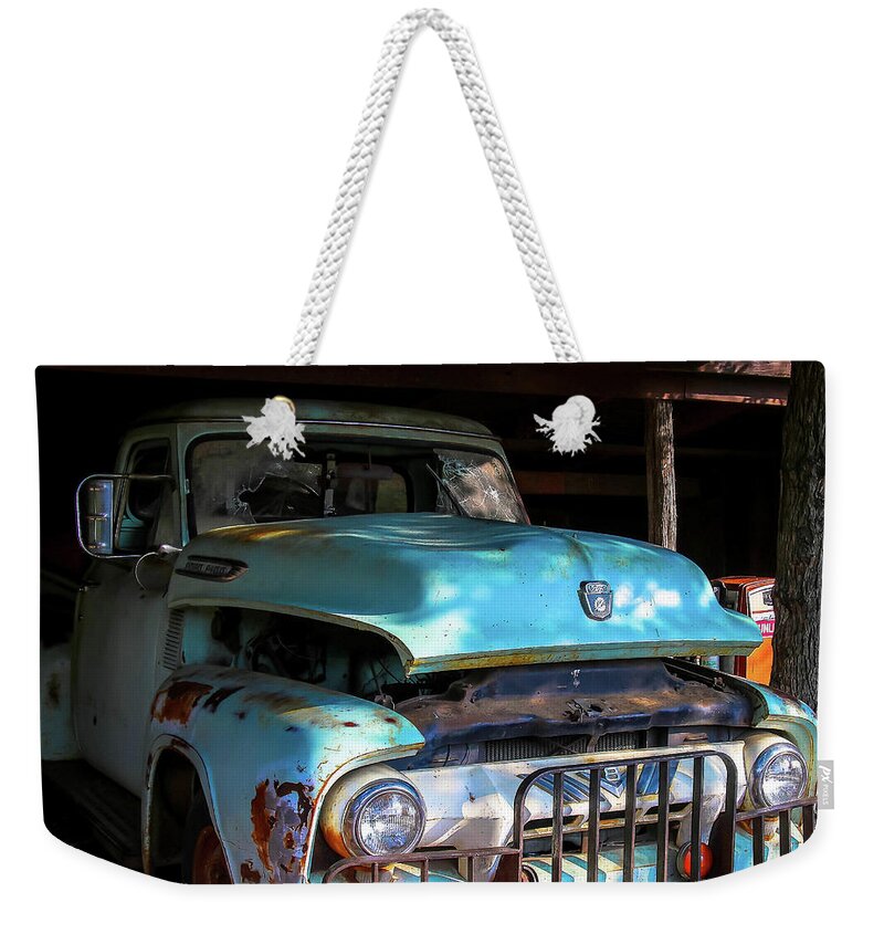 Vintage Weekender Tote Bag featuring the photograph Vintage Truck in Shadows by Pam Rendall