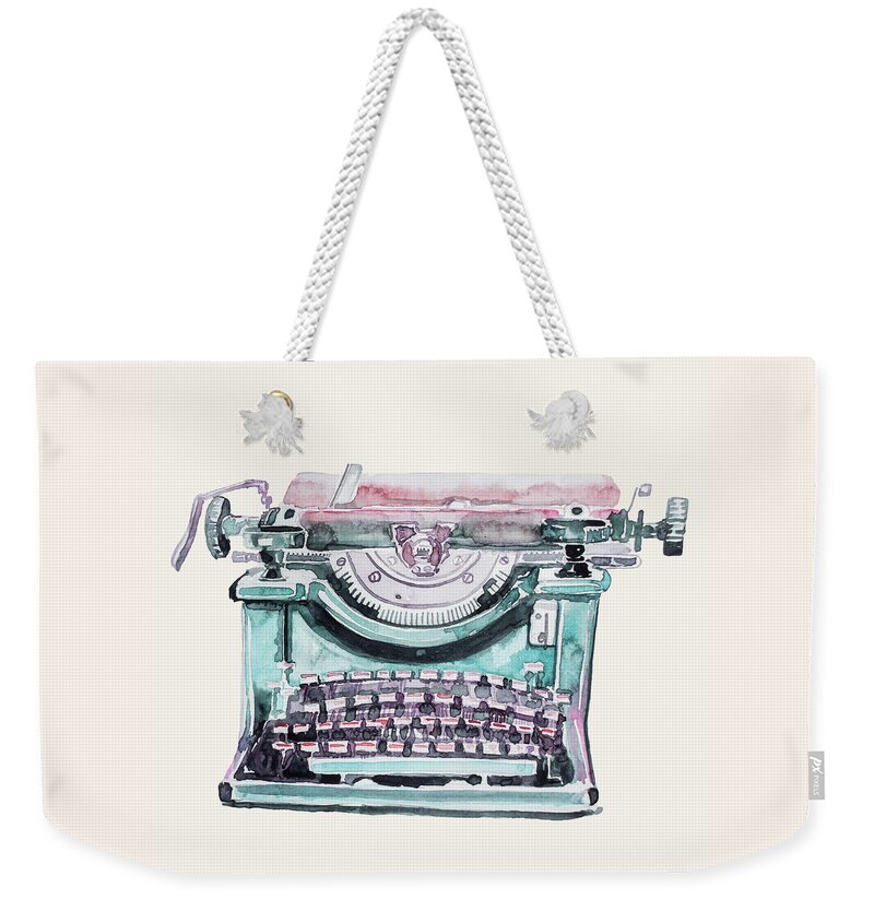 Write Weekender Tote Bag featuring the painting Vintage Typewriter Watercolor III by Ink Well