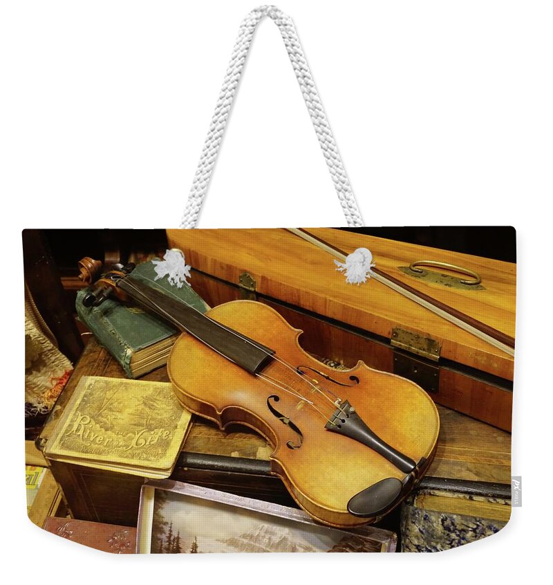 Violin Weekender Tote Bag featuring the photograph Vintage Violin by Sandra Lee Scott