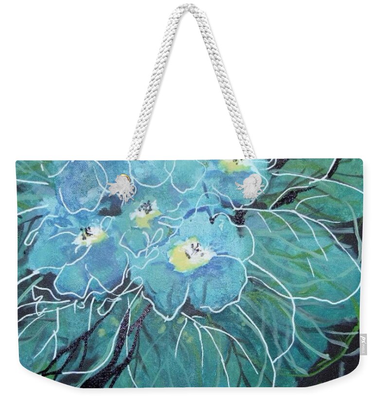 Violets Weekender Tote Bag featuring the mixed media Violets as February Birth Flower by Eleatta Diver