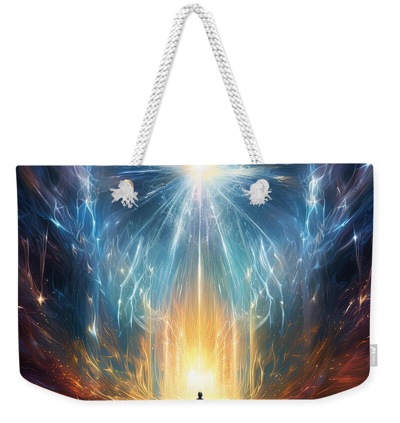 Near-death Experience Weekender Tote Bag featuring the painting Visions of Light and the Divine by Lourry Legarde