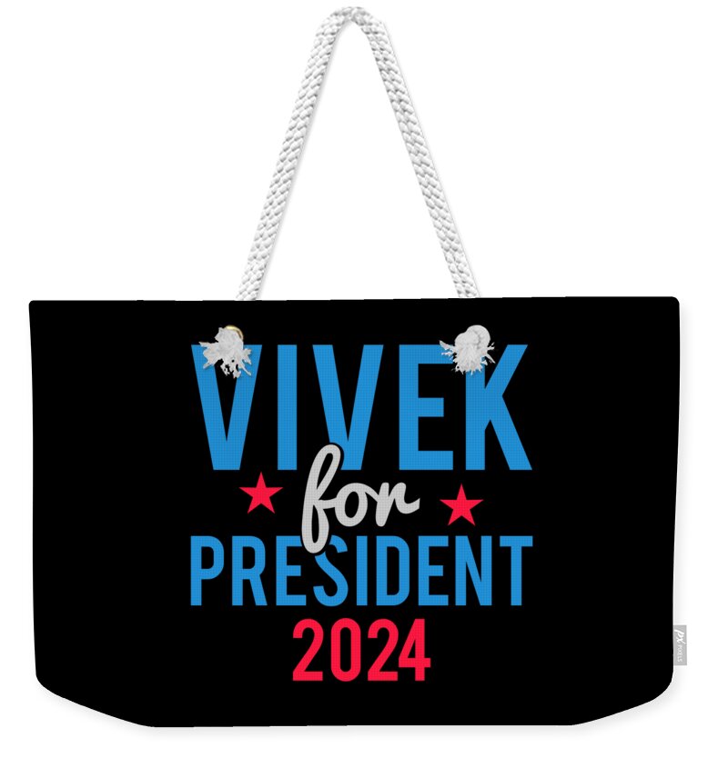 Cool Weekender Tote Bag featuring the digital art Vivek Ramaswamy for President 2024 by Flippin Sweet Gear