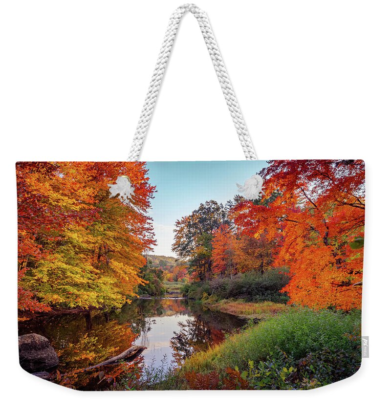 Sunny Farm Weekender Tote Bag featuring the photograph Vivid colors of autumn 4 by Lilia D