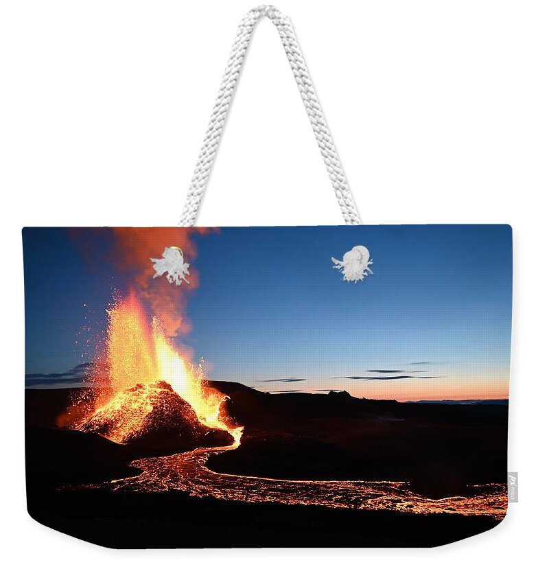 Volcano Weekender Tote Bag featuring the photograph Volcano Sunrise Eruption 2 by William Kennedy