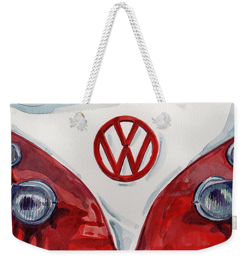 Car Weekender Tote Bag featuring the painting Volkswagen by George Cret