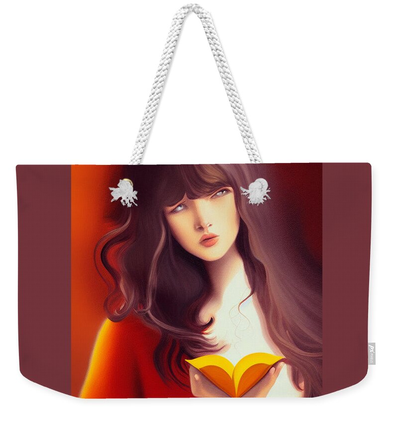 Vulnerable Weekender Tote Bag featuring the digital art Vulnerable Girl by Caterina Christakos