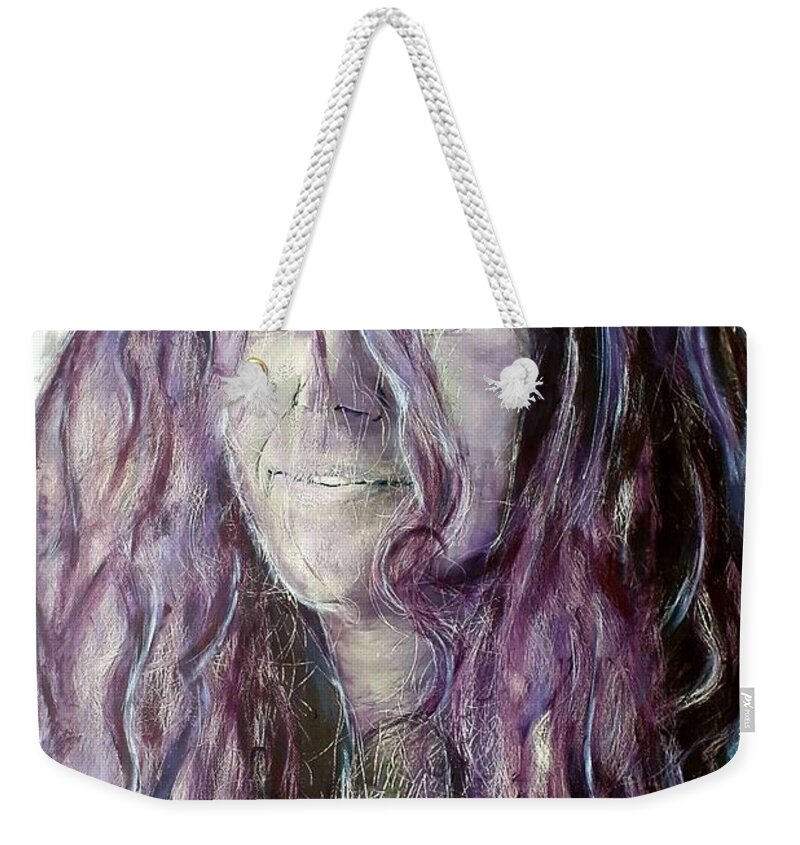 Contemporary Art Portrait Weekender Tote Bag featuring the painting W119 flor de liz by KUNST MIT HERZ Art with heart