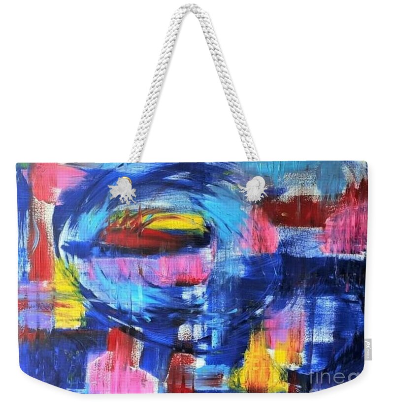 Abstract Painting Weekender Tote Bag featuring the painting w135 enigma II by KUNST MIT HERZ Art with heart
