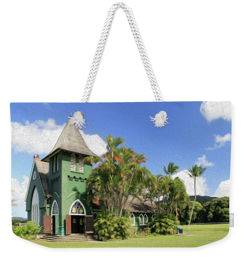 Hawaii Weekender Tote Bag featuring the photograph Waioli Hula Church Painting by Robert Carter