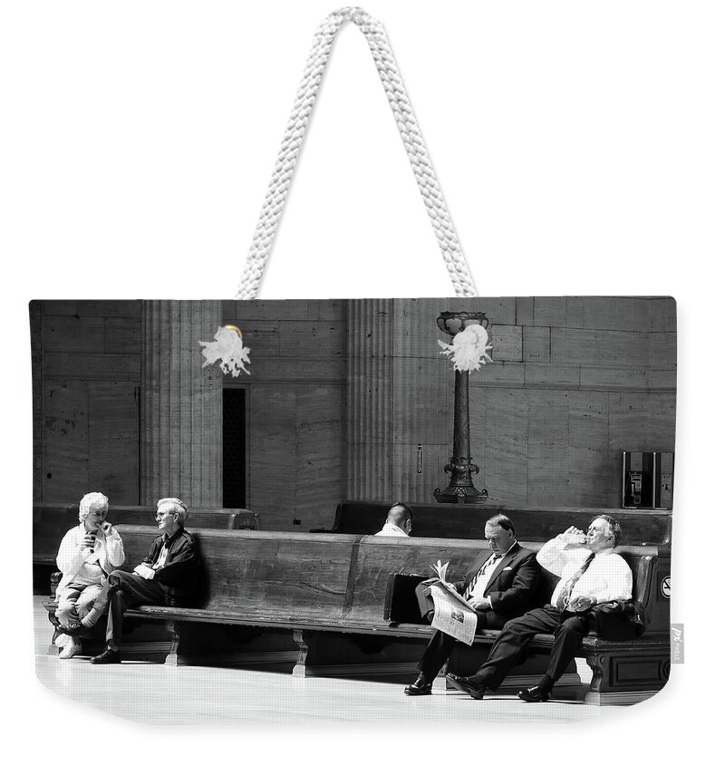 Waiting For A Train Weekender Tote Bag featuring the photograph Waiting for a Train -- Passengers Waiting in Union Station in Chicago, Illinois by Darin Volpe
