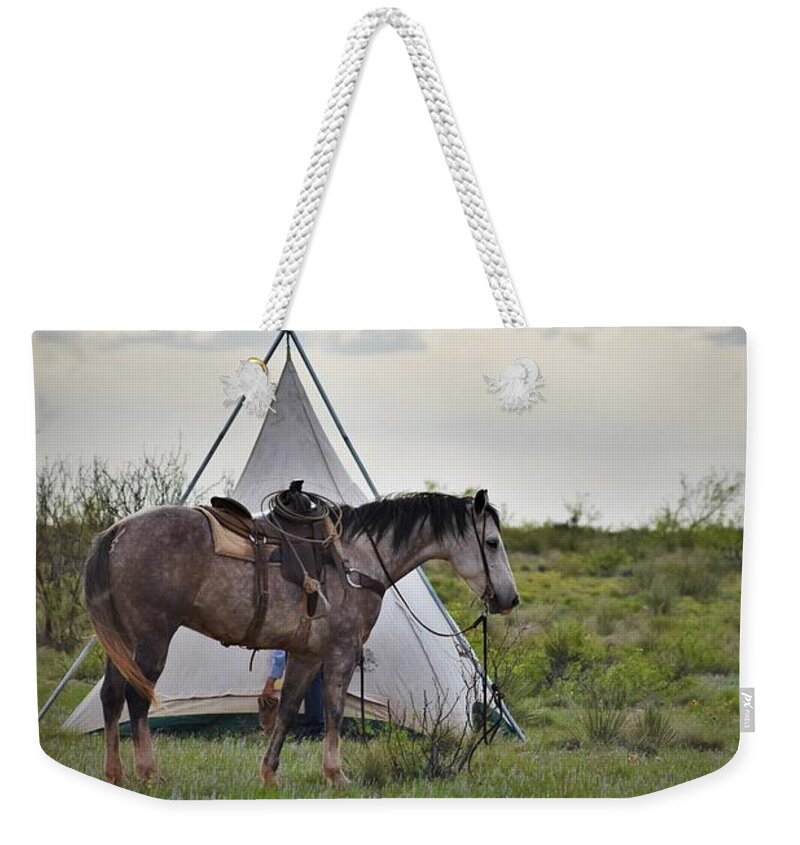 Western Art Weekender Tote Bag featuring the photograph Waiting for Jesse by Alden White Ballard