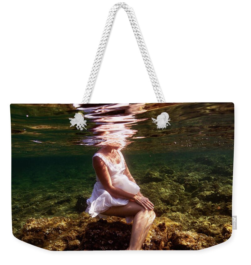 Underwater Weekender Tote Bag featuring the photograph Waiting by Gemma Silvestre
