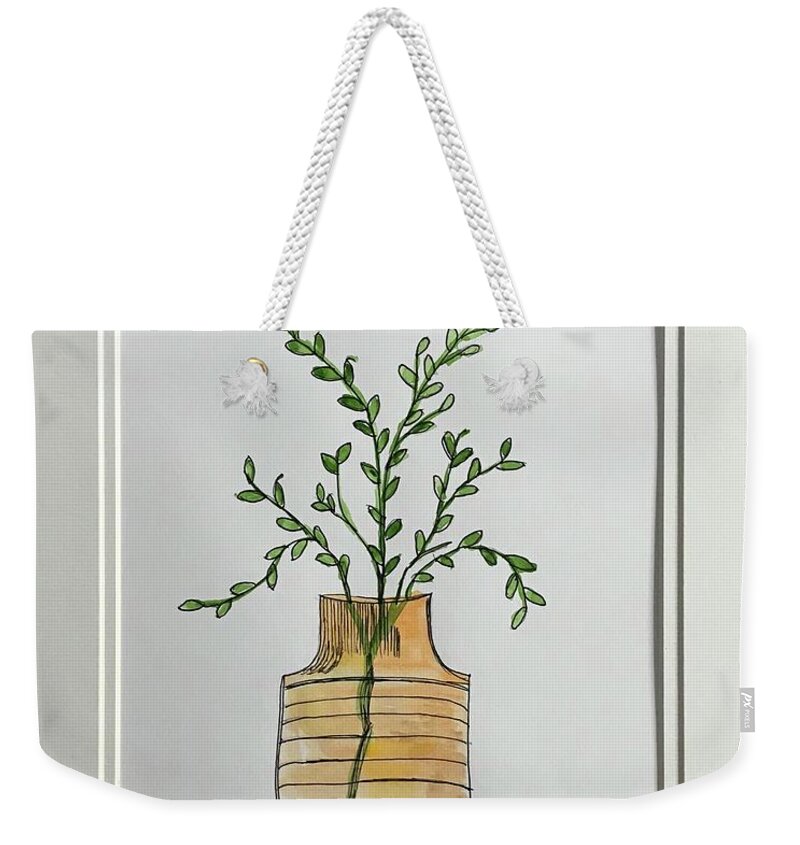 Watercolor And Ink Weekender Tote Bag featuring the painting Waiting to Bloom by Theresa Honeycheck