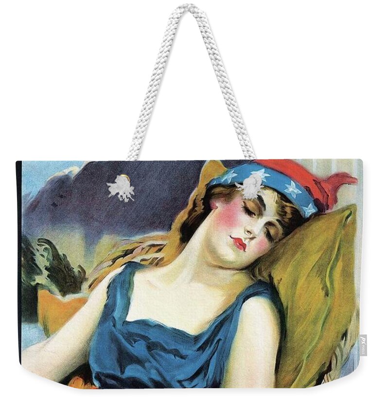 American Poster Weekender Tote Bag featuring the painting Wake Up America 1917 poster by Vincent Monozlay