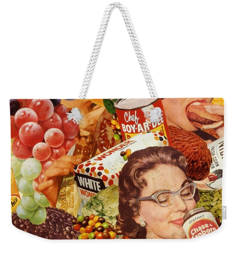 Food Weekender Tote Bag featuring the mixed media Wake Up and Smell the Coffee by Sally Edelstein