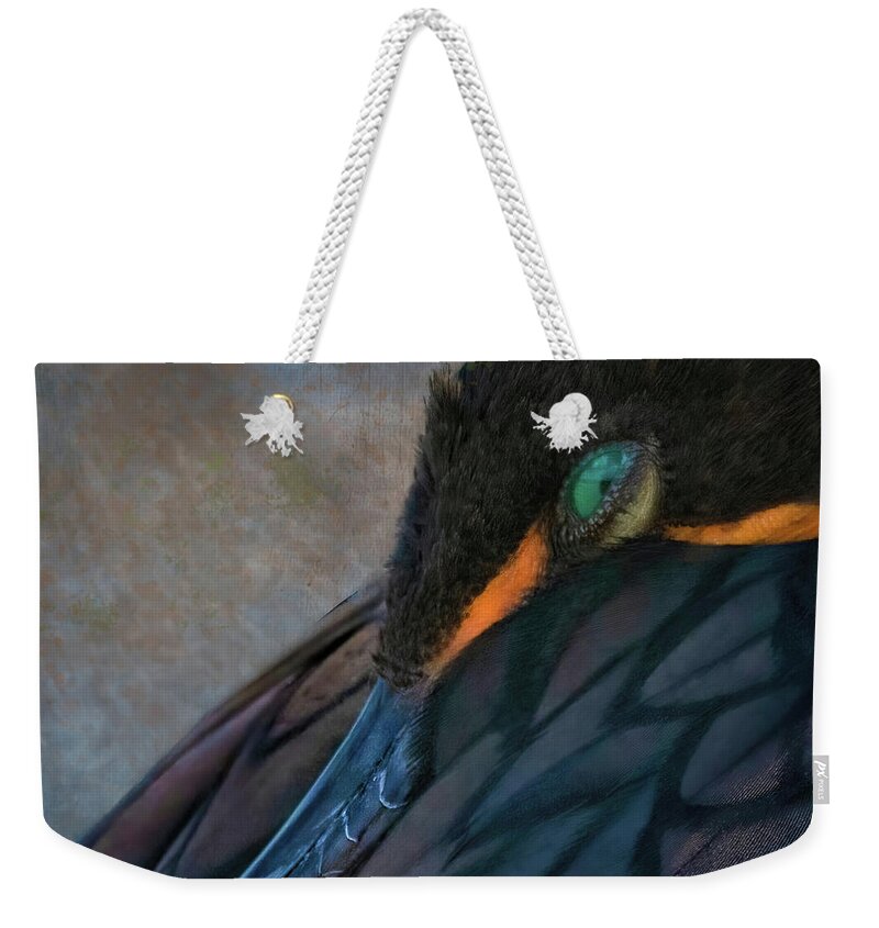 Cormorant Weekender Tote Bag featuring the photograph Waking Up Is Hard To Do by Rebecca Herranen