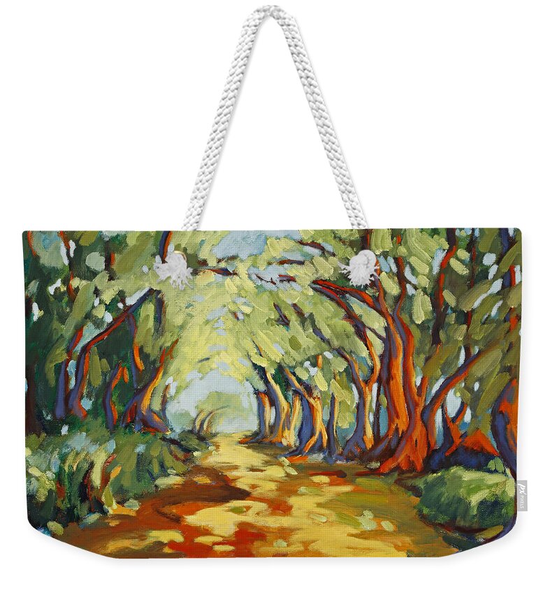 Forest Weekender Tote Bag featuring the painting Walk in the Woods 2 by Konnie Kim