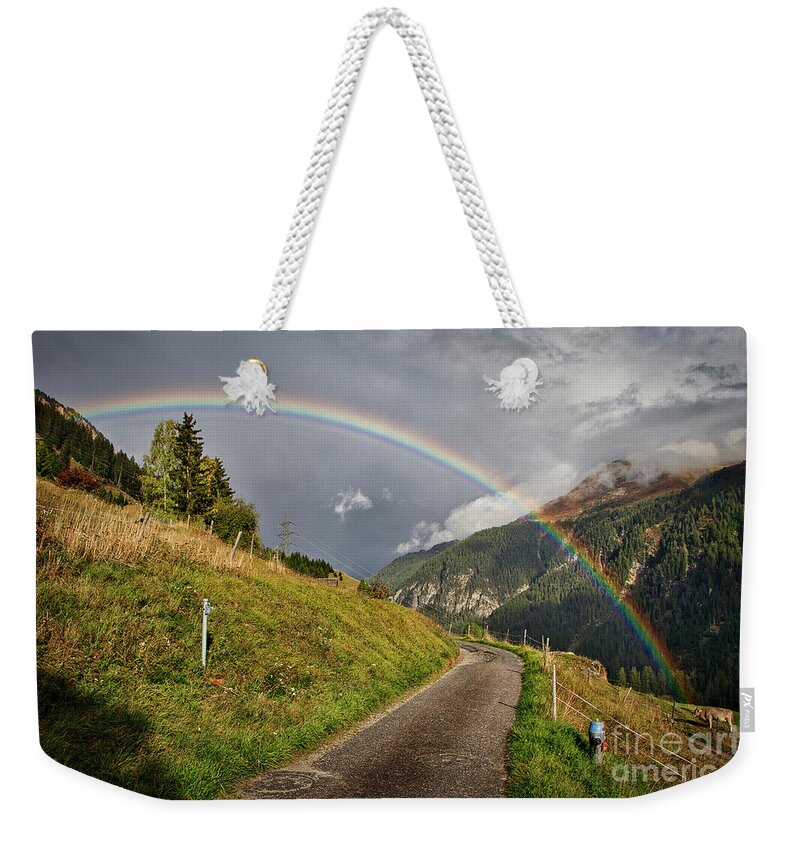 Rainbow Weekender Tote Bag featuring the photograph Walk under the Rainbow by Thomas Nay