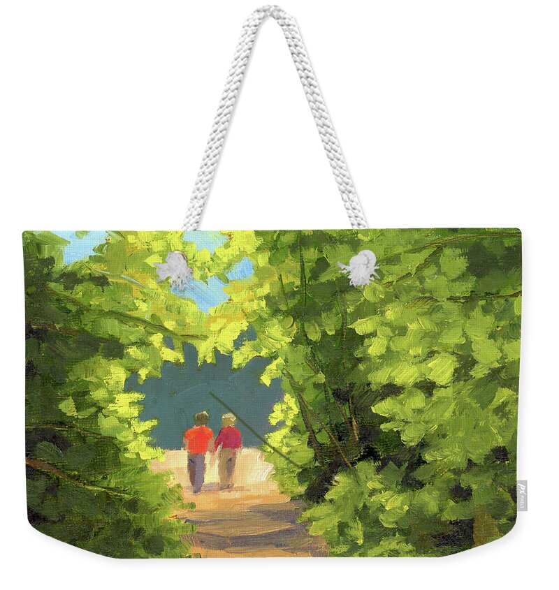 Landscape Weekender Tote Bag featuring the painting Walk With Me by Alice Leggett