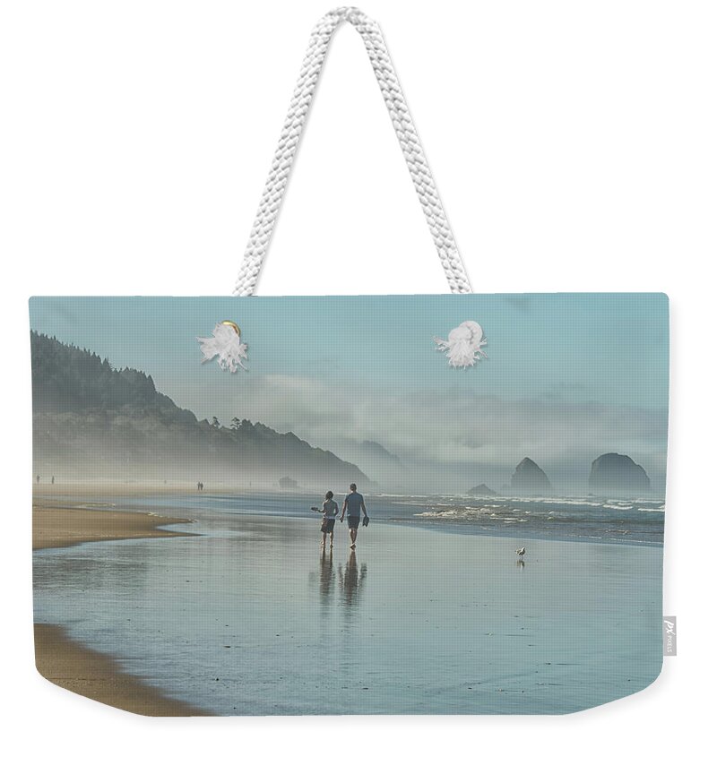 Cannon Beach Weekender Tote Bag featuring the photograph Walking Cannon Beach by CR Courson