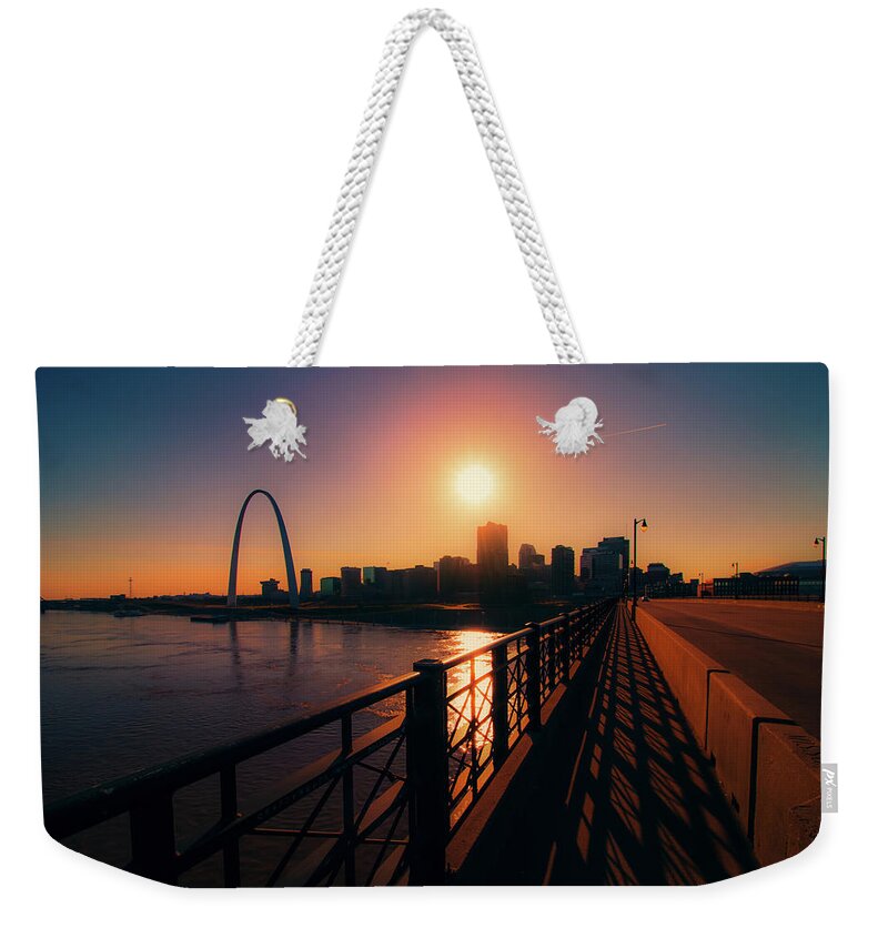 St. Louis Weekender Tote Bag featuring the photograph Walking into sunny St. Louis... by Jay Smith