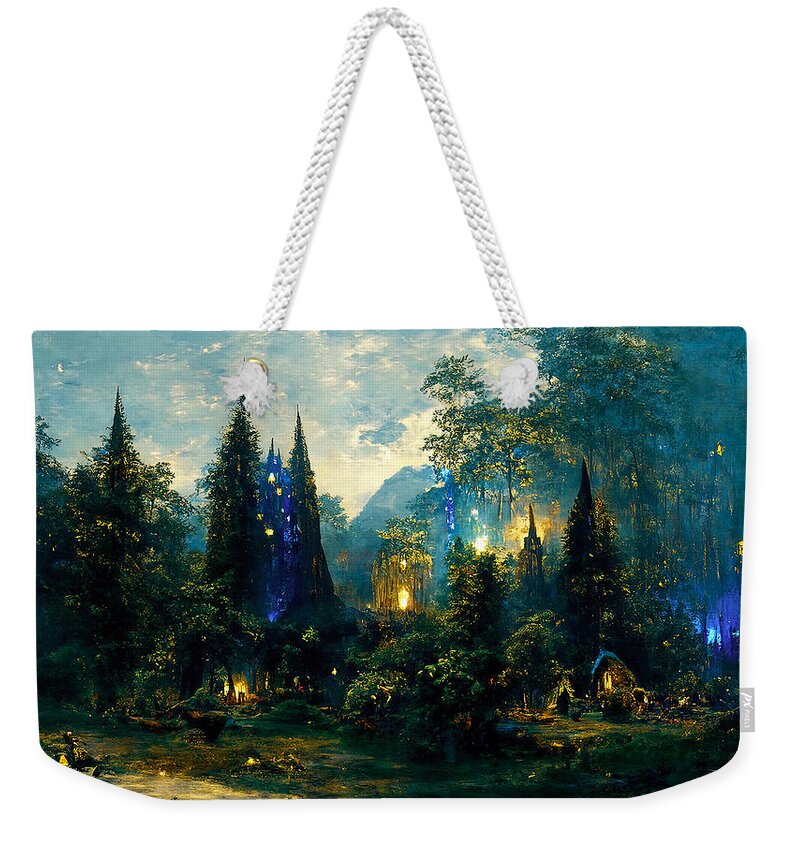 Fairy Weekender Tote Bag featuring the painting Walking into the forest of Elves, 03 by AM FineArtPrints