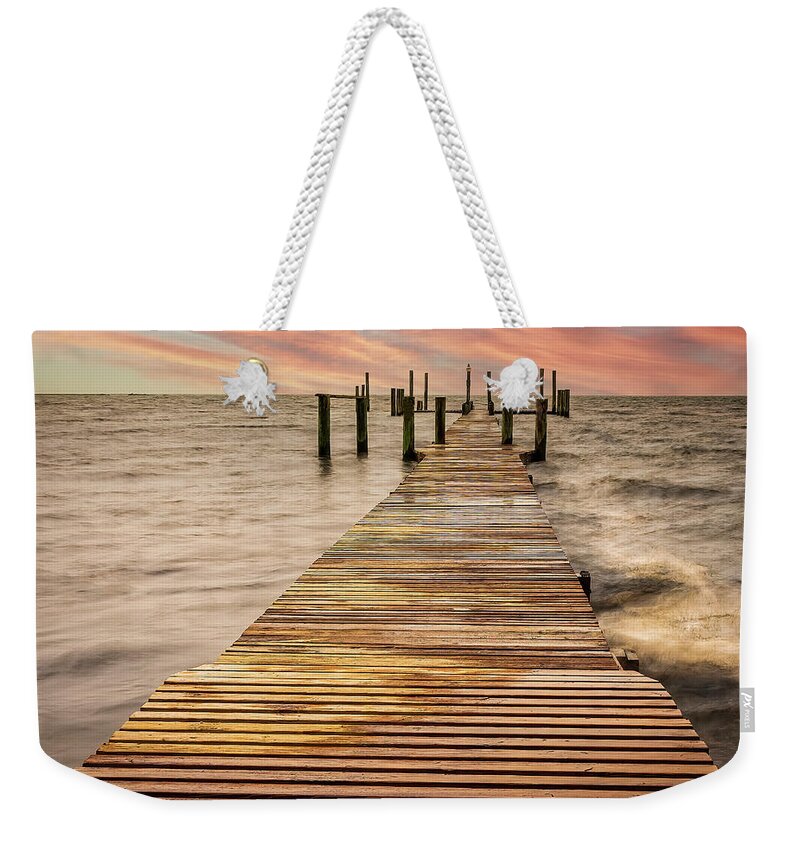Seas Weekender Tote Bag featuring the photograph Walkway In The Sea by DB Hayes
