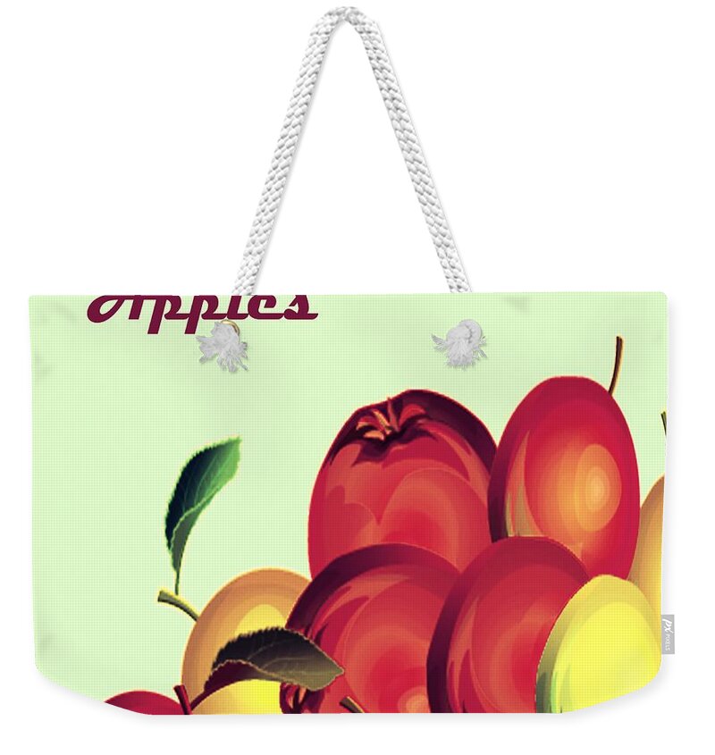 Art Weekender Tote Bag featuring the digital art Wall Art With Apples 7 by Miss Pet Sitter